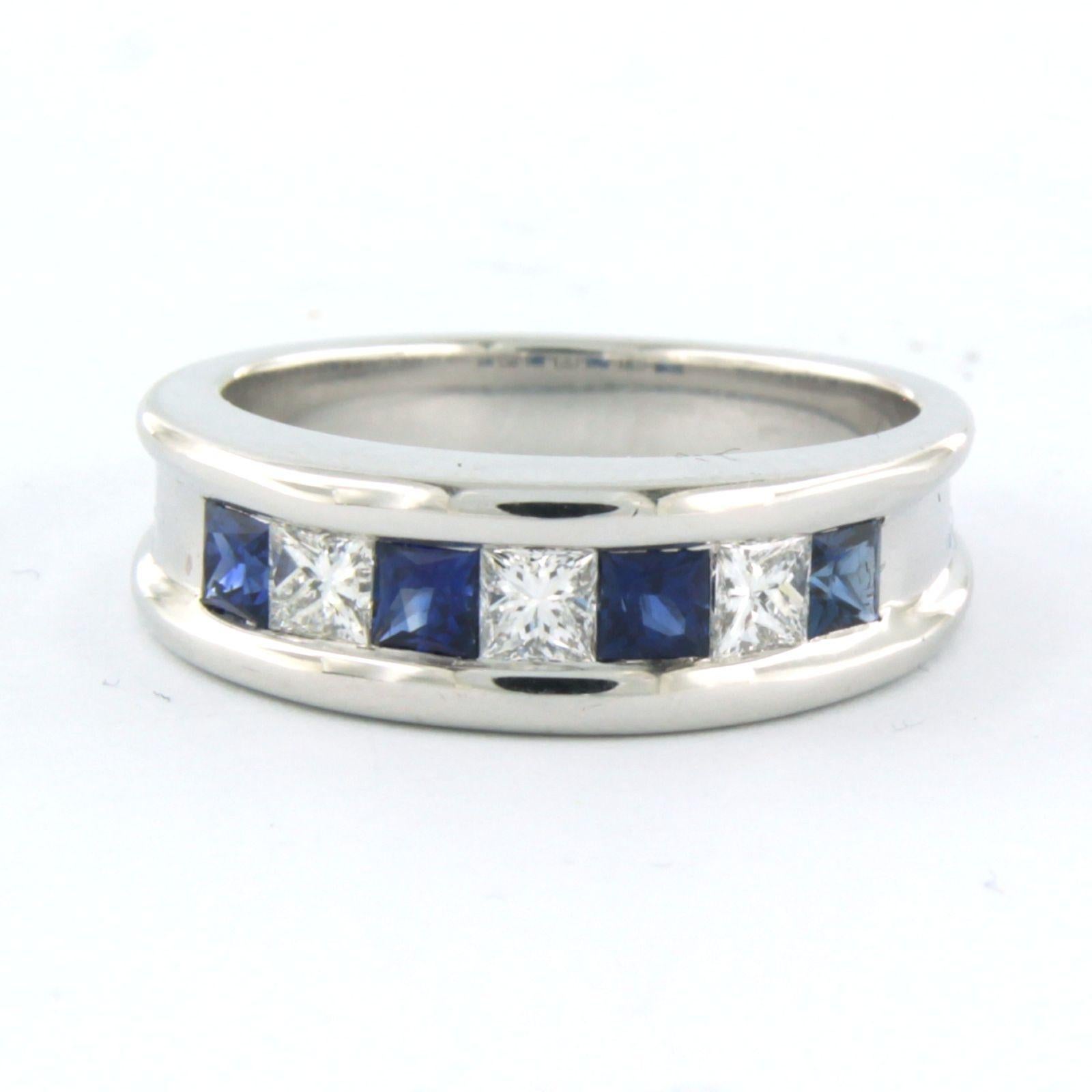 Ring with Sapphire and princess cut diamonds up to 0.38ct 18k gold 7.8 grams For Sale 1