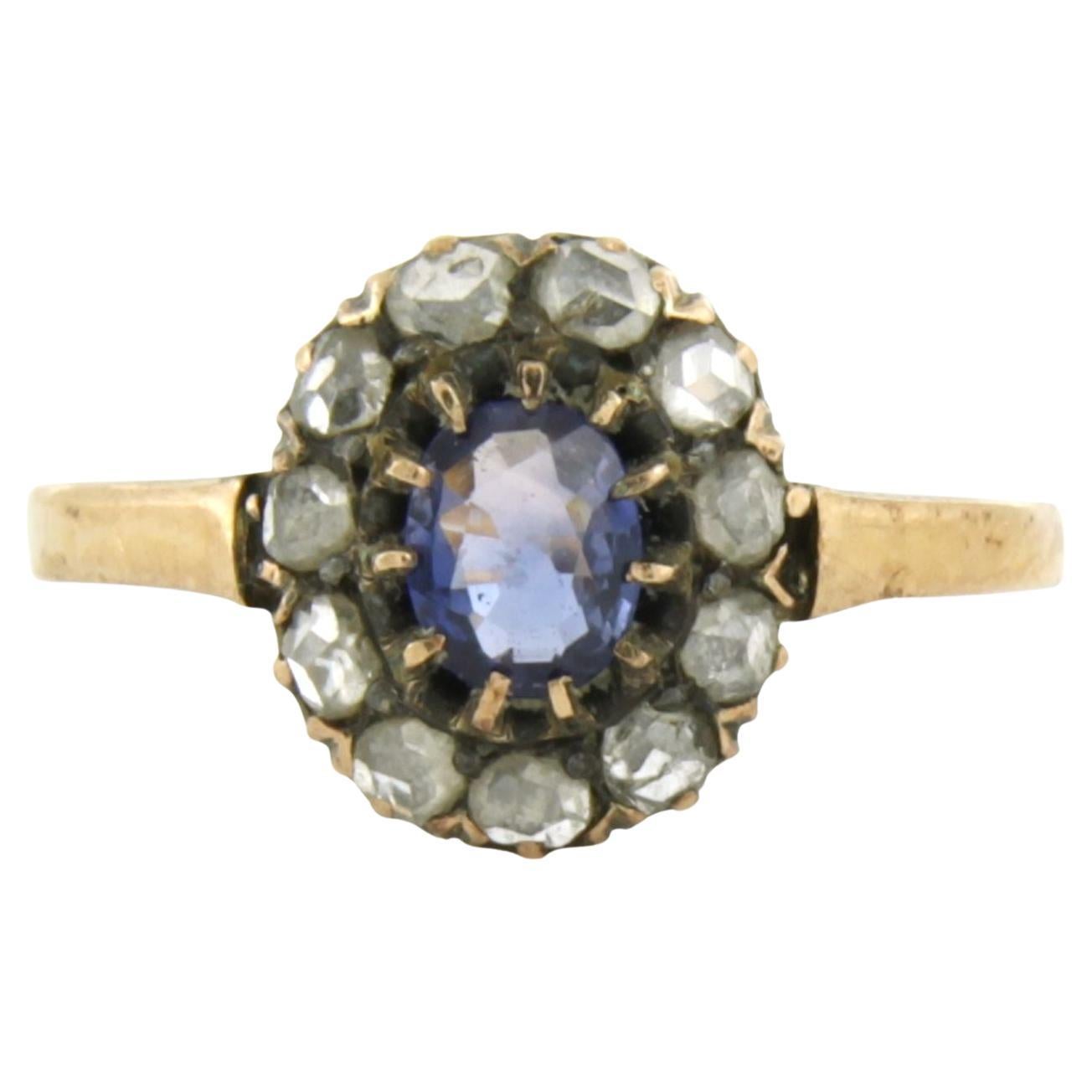 Ring mit Saphir und Diamanten im Rosenschliff bis zu 0,20ct 14k Gold 2,5 Gramm