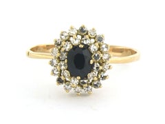 Ring mit Saphir und Diamanten im Einzelschliff bis zu 0,43ct 18k Gold 3,2 Gramm