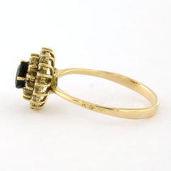 Ring mit Saphir und Diamanten im Einzelschliff bis zu 0,43ct 18k Gold 3,2 Gramm