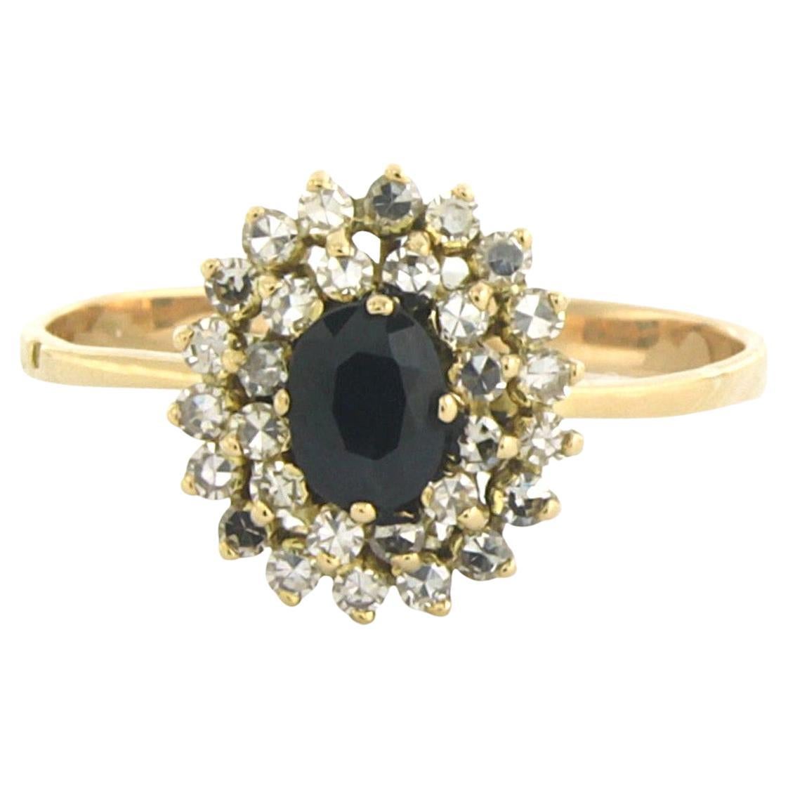 Ring mit Saphir und Diamanten im Einzelschliff bis zu 0,43ct 18k Gold 3,2 Gramm