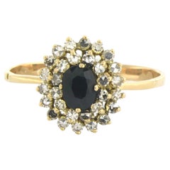 Ring mit Saphir und Diamanten im Einzelschliff bis zu 0,43ct 18k Gold 3,2 Gramm