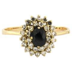 Ring mit Saphir und Diamanten im Einzelschliff bis zu 0,43ct 18k Gold 3,2 Gramm