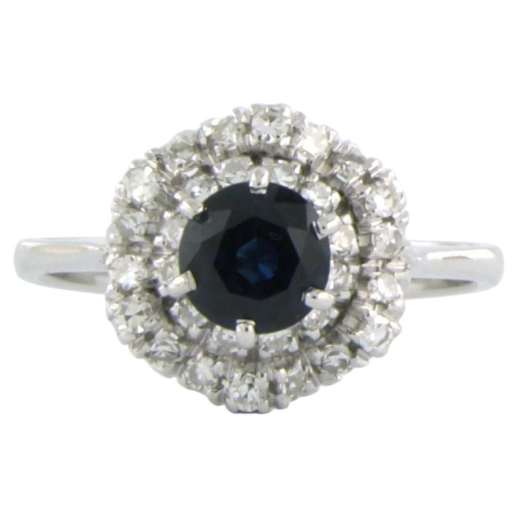 Ring with sapphire and single cut diamonds up to 0.50ct 18k gold 3.6 grams For Sale