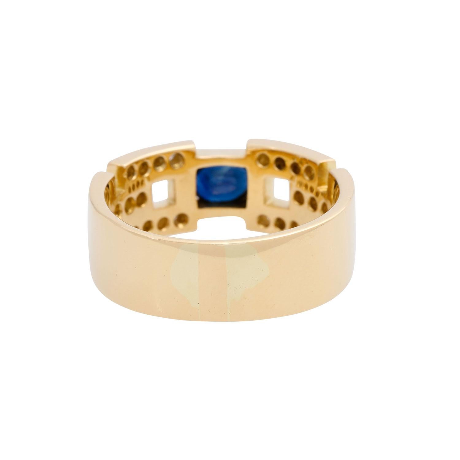 Brilliant Cut Ring with Sapphire Approximate 0.69 Carat and 22 Brilliants For Sale