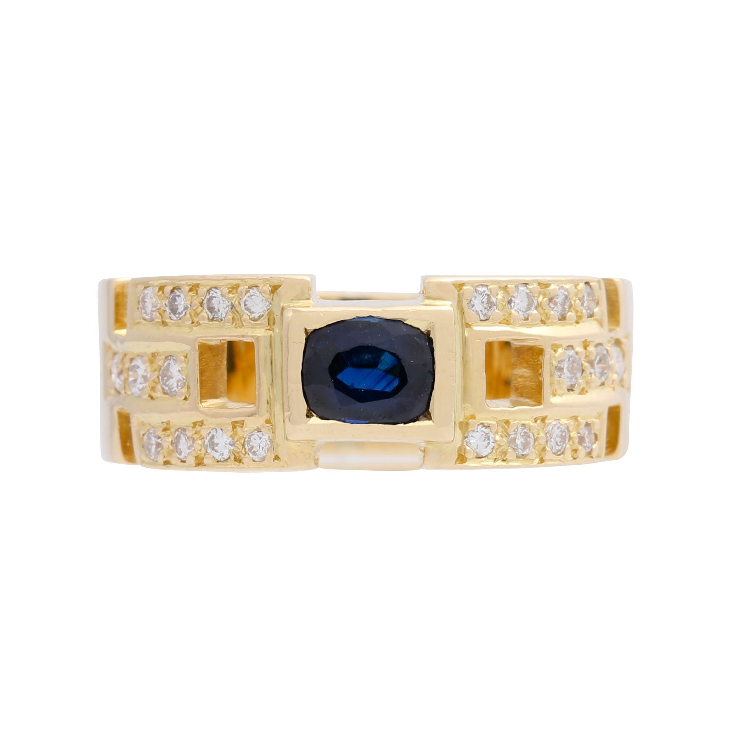 Ring with Sapphire Approximate 0.69 Carat and 22 Brilliants For Sale