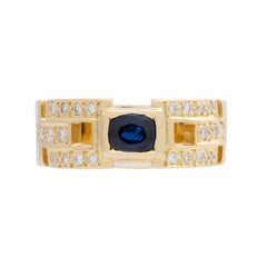 Ring with Sapphire Approximate 0.69 Carat and 22 Brilliants