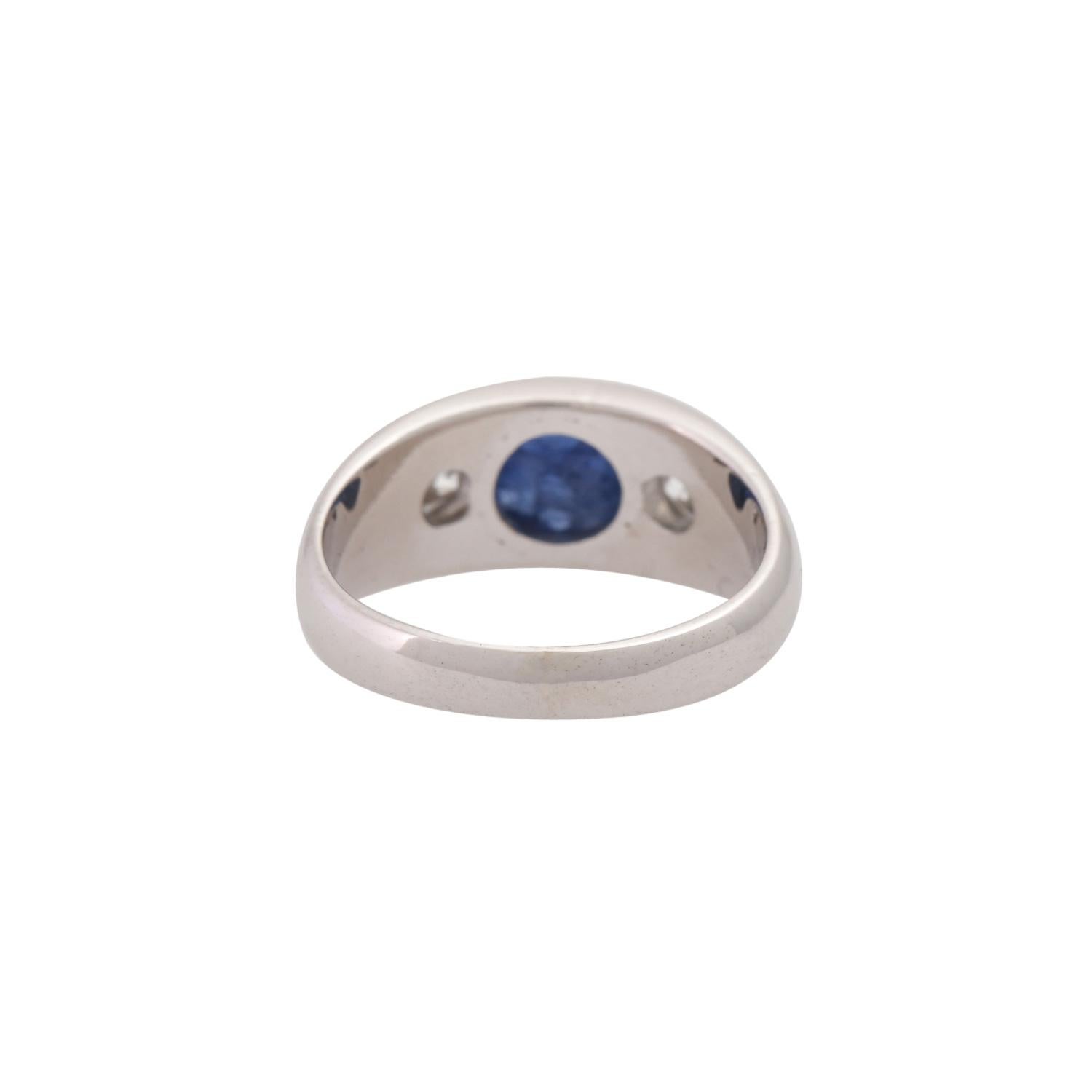 Ring mit Saphir-Cabochon und Diamanten im Brillantschliff im Zustand „Relativ gut“ im Angebot in Stuttgart, BW