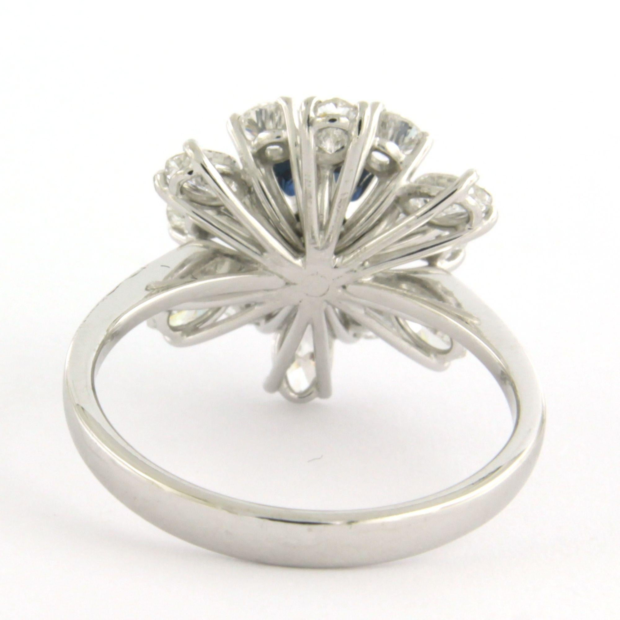 Brilliant Cut Ring with sapphire, marquise and brilliant cut diamonds up to 1.00ct 18k gold For Sale