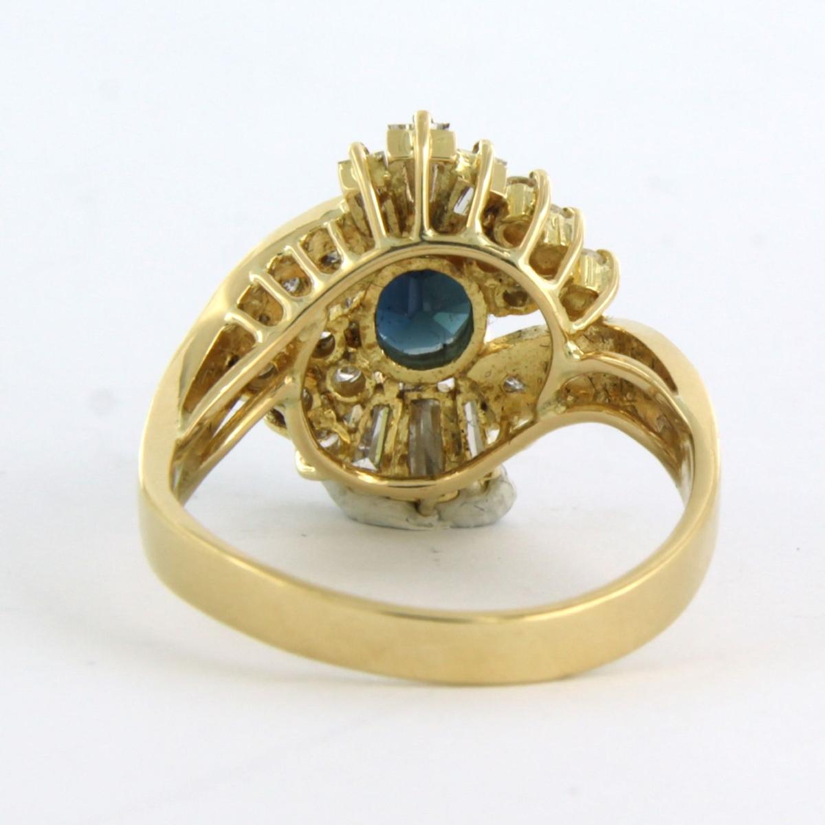 Bague avec saphir, diamants taillés en pointe et en brillant jusqu'à 0,75ct Or 18k Excellent état - En vente à The Hague, ZH