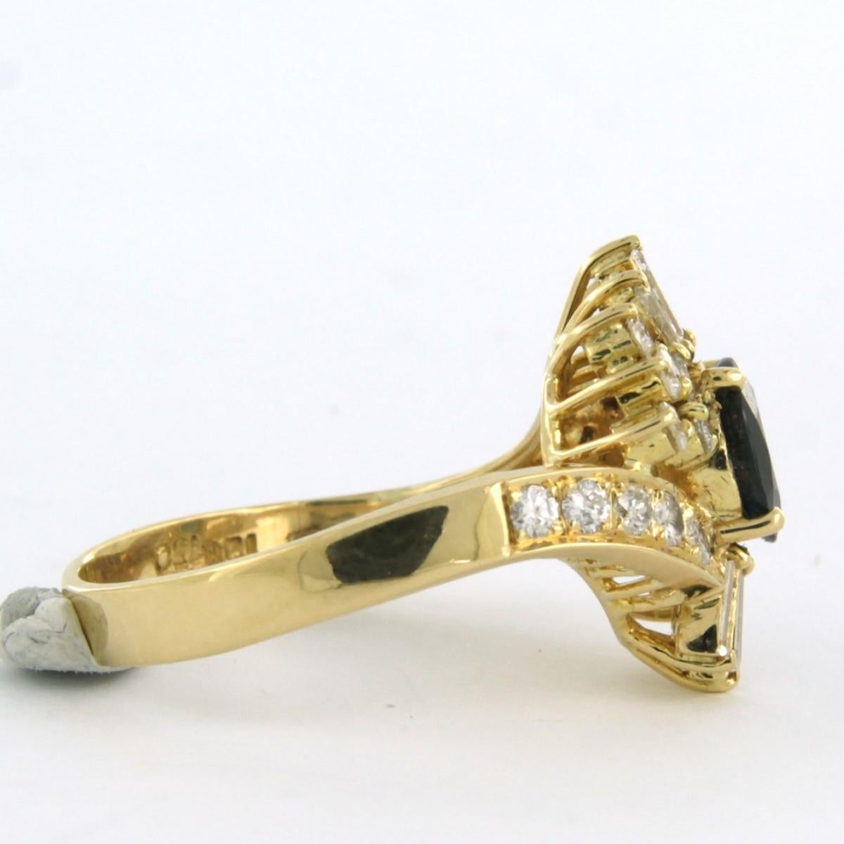 Bague avec saphir, diamants taillés en pointe et en brillant jusqu'à 0,75ct Or 18k Pour femmes en vente