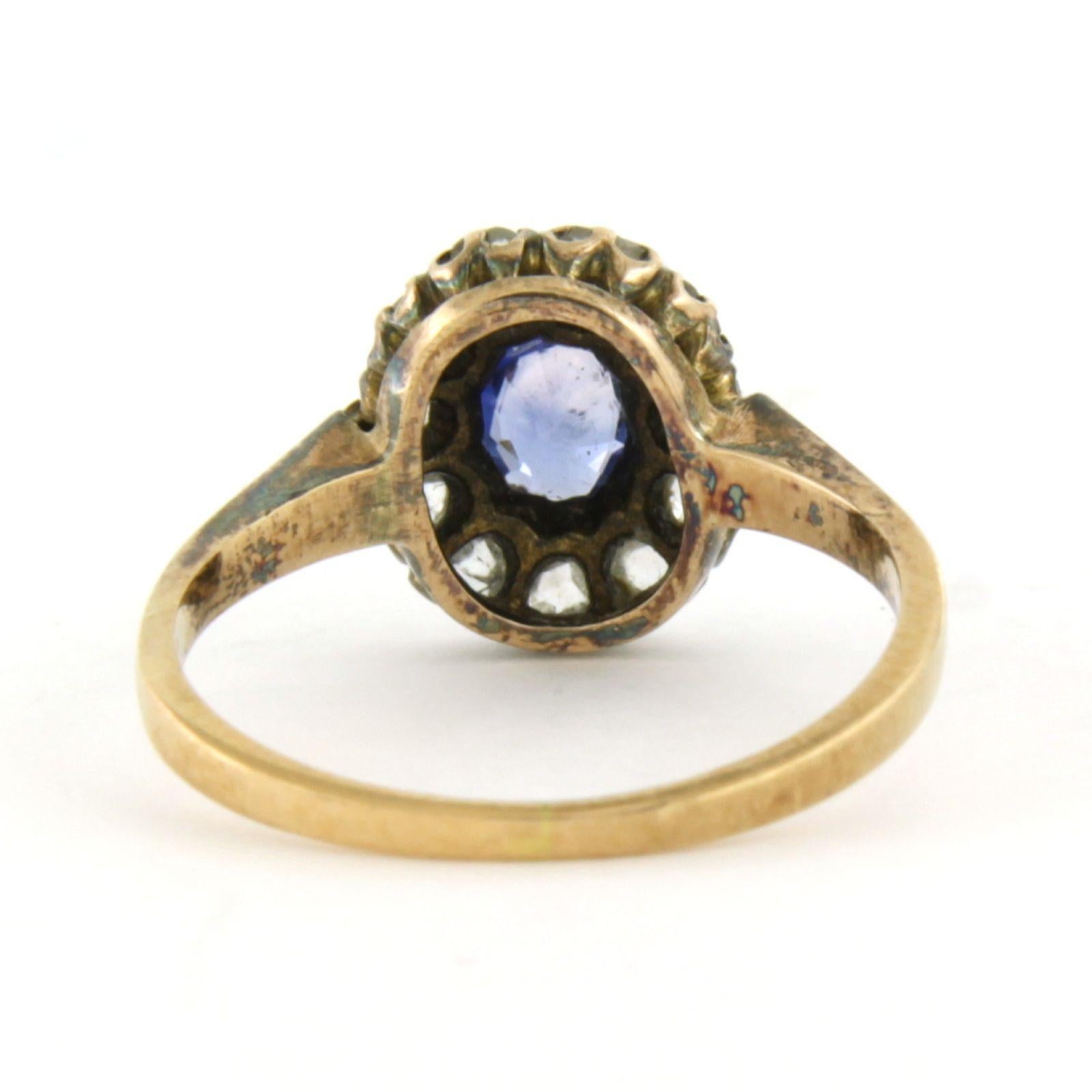 Bague avec saphir jusqu'à 0,20ct et diamants taille rose jusqu'à 0,20ct Or 14k Pour femmes en vente