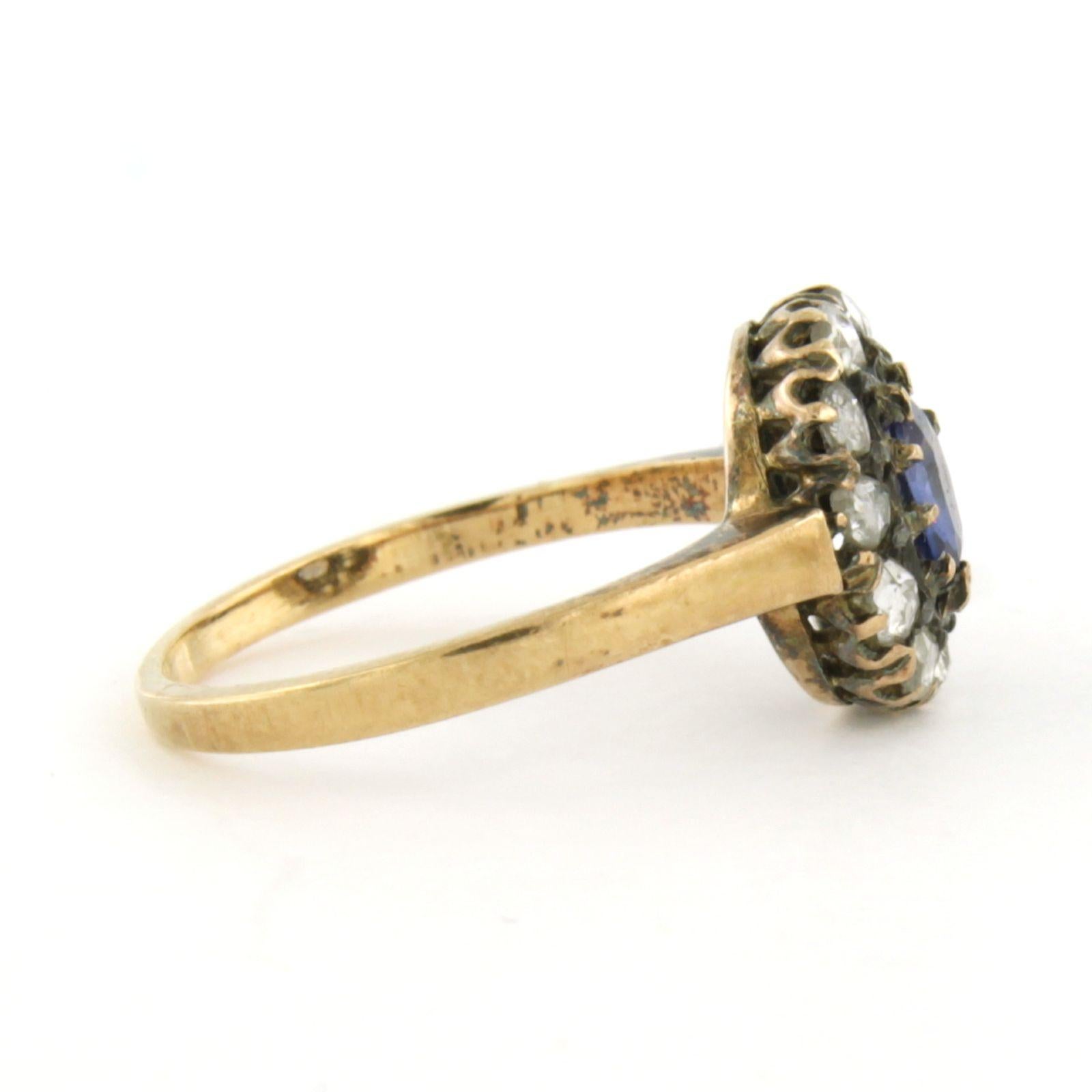 Bague avec saphir jusqu'à 0,20ct et diamants taille rose jusqu'à 0,20ct Or 14k en vente 1