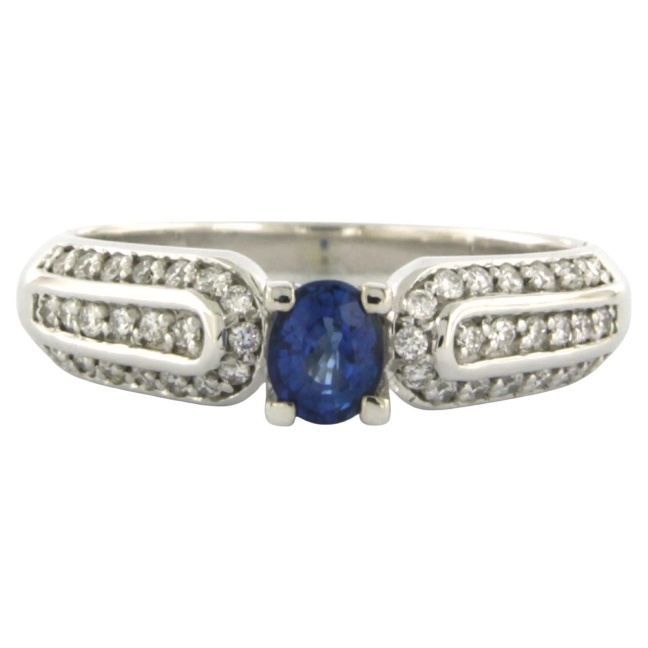 Ring with sapphire up to 0.50ct and brilliant cut diamonds up to 0.26ct 14k gold
