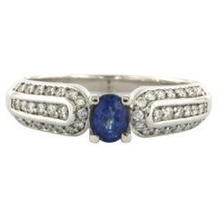 Bague avec saphir jusqu'à 0,50ct et diamants taille brillant jusqu'à 0,26ct Or 14k