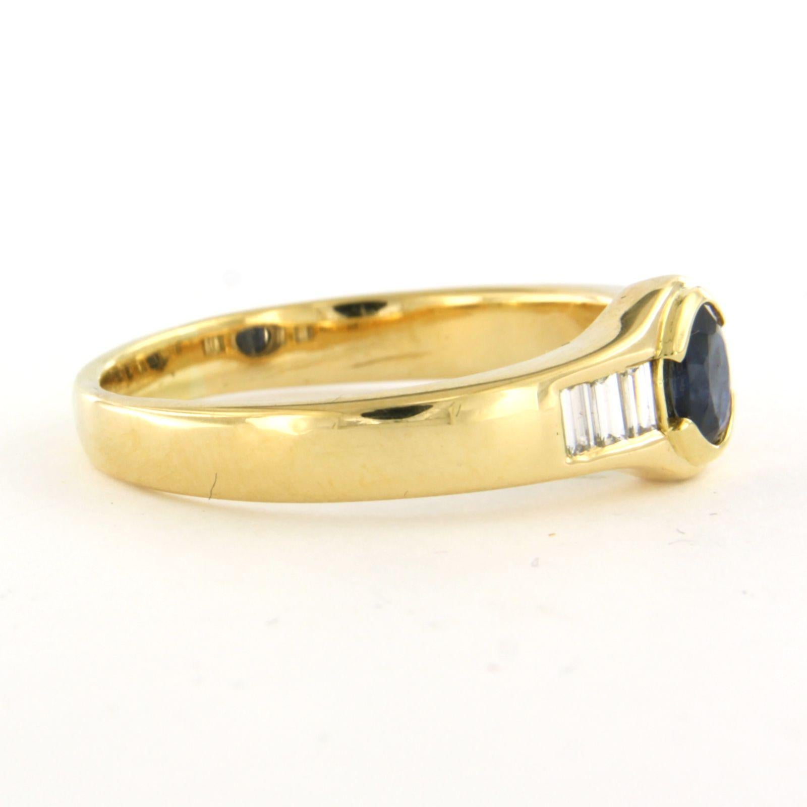 Bague en or jaune 18k sertie d'un saphir 0.70 carat et de diamants de taille baguette 0.50 carat F/G VS/SI - taille U.S. 11.75 - EU. 21.25 (66)

description détaillée

La largeur de la face avant de l'anneau est de 8,1 mm.

Taille de l'anneau : U.S.