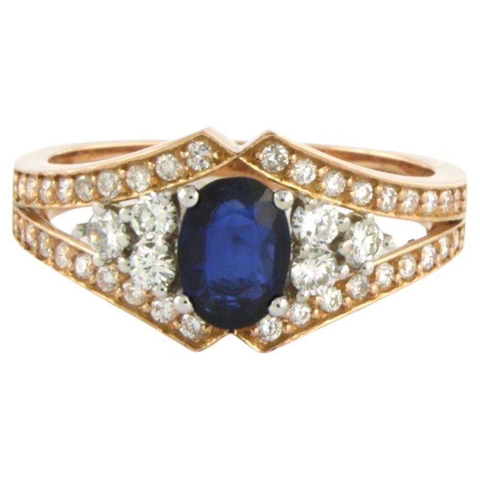 Ring with sapphire up to 0.74ct and brilliant cut diamonds up to 0.56ct 18k gold