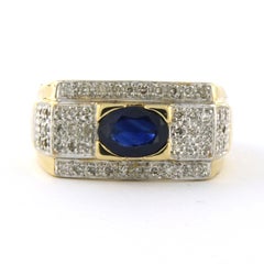 Ring with sapphire up to 0.75ct and single cut diamonds up to 0.25ct 18k gold