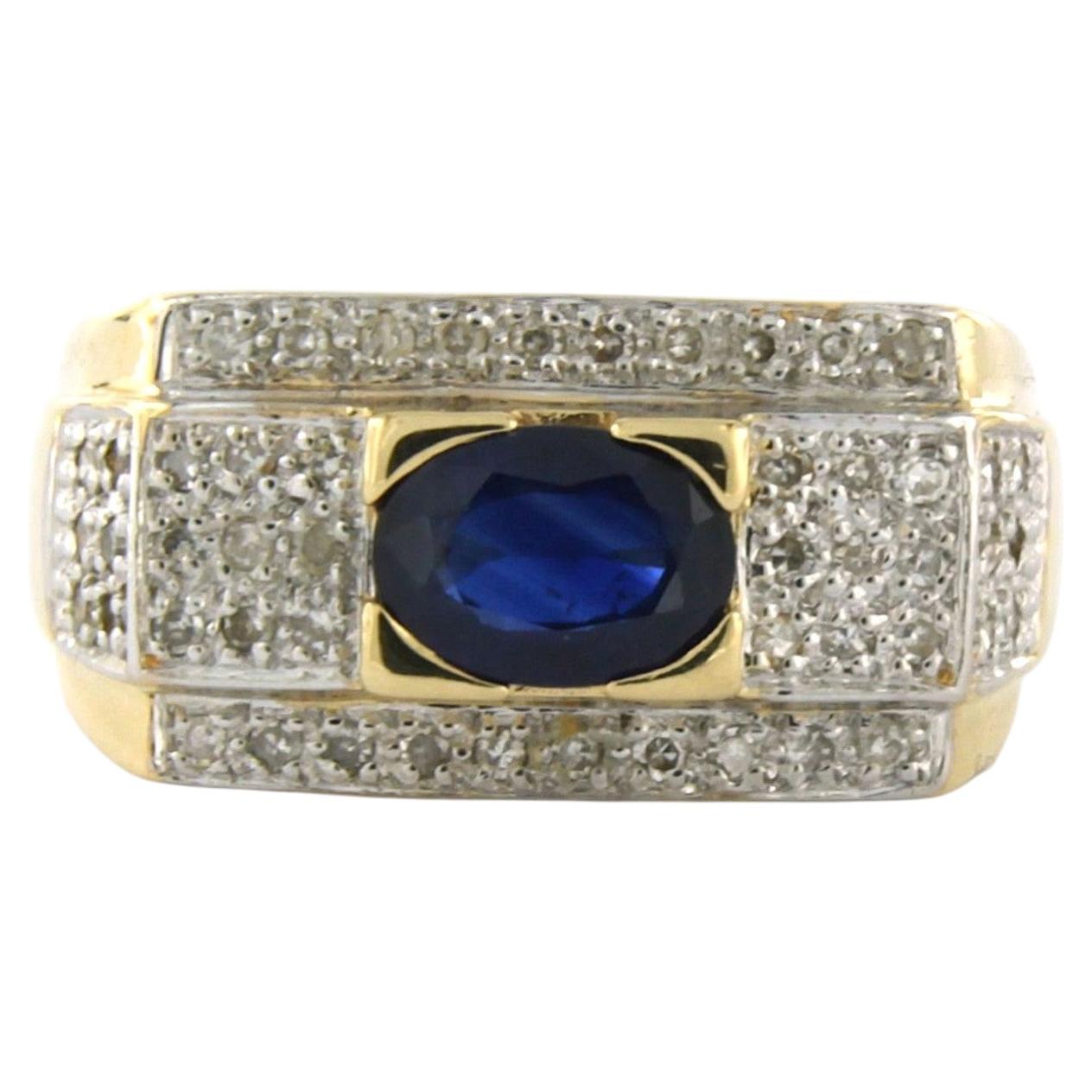 Ring with sapphire up to 0.75ct and single cut diamonds up to 0.25ct 18k gold