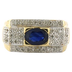 Ring with sapphire up to 0.75ct and single cut diamonds up to 0.25ct 18k gold