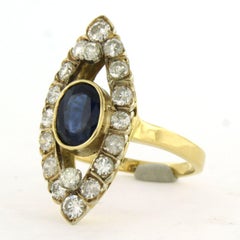 Ring with sapphire up to 1.30ct and brilliant cut diamonds up to 1.30ct 18k gold