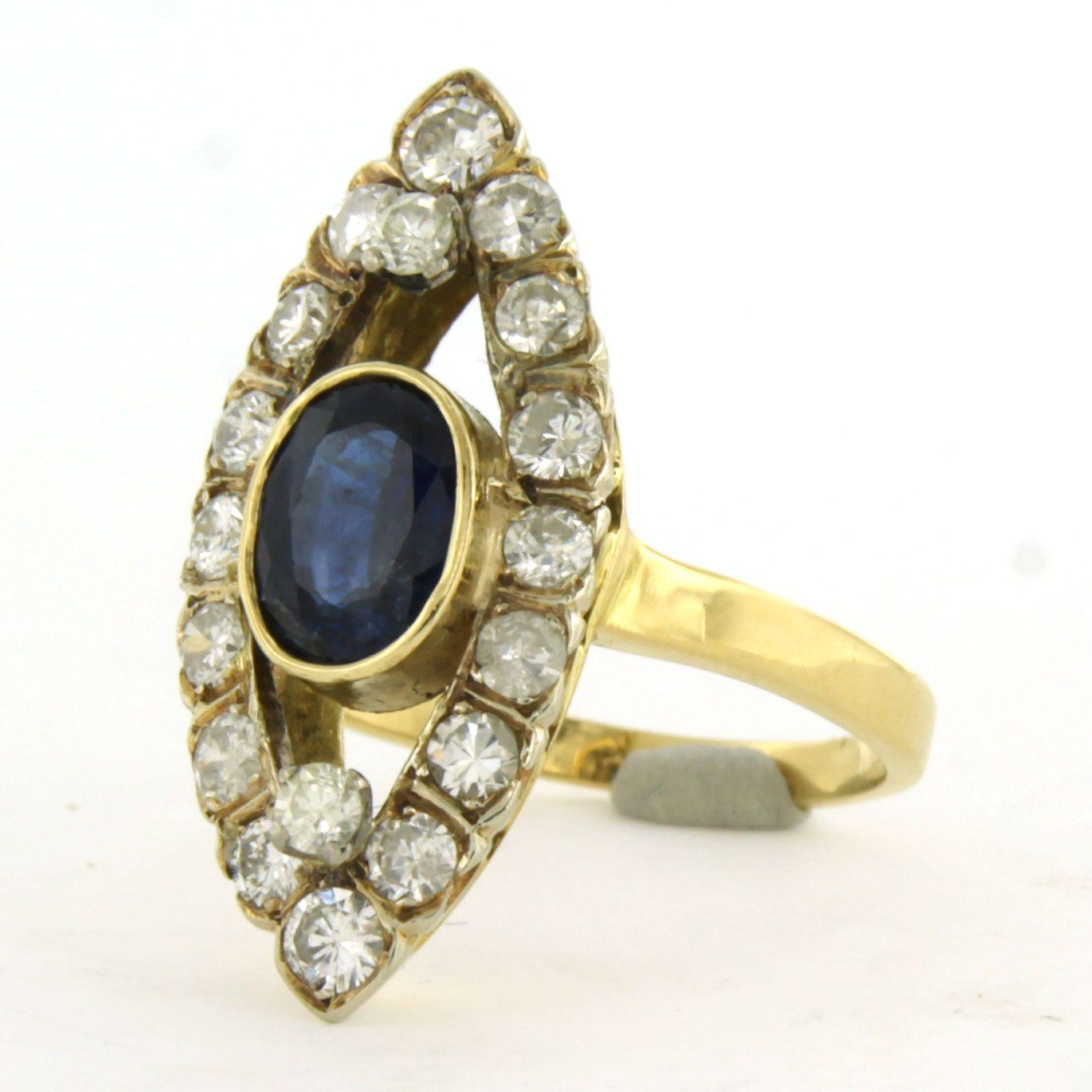 Anello con zaffiro fino a 1,30ct e diamanti taglio brillante fino a 1,30ct in oro 18k In condizioni ottime in vendita a The Hague, ZH