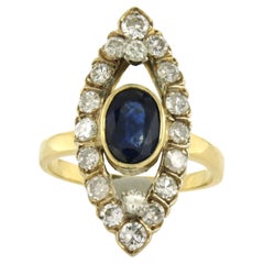 Ring with sapphire up to 1.30ct and brilliant cut diamonds up to 1.30ct 18k gold