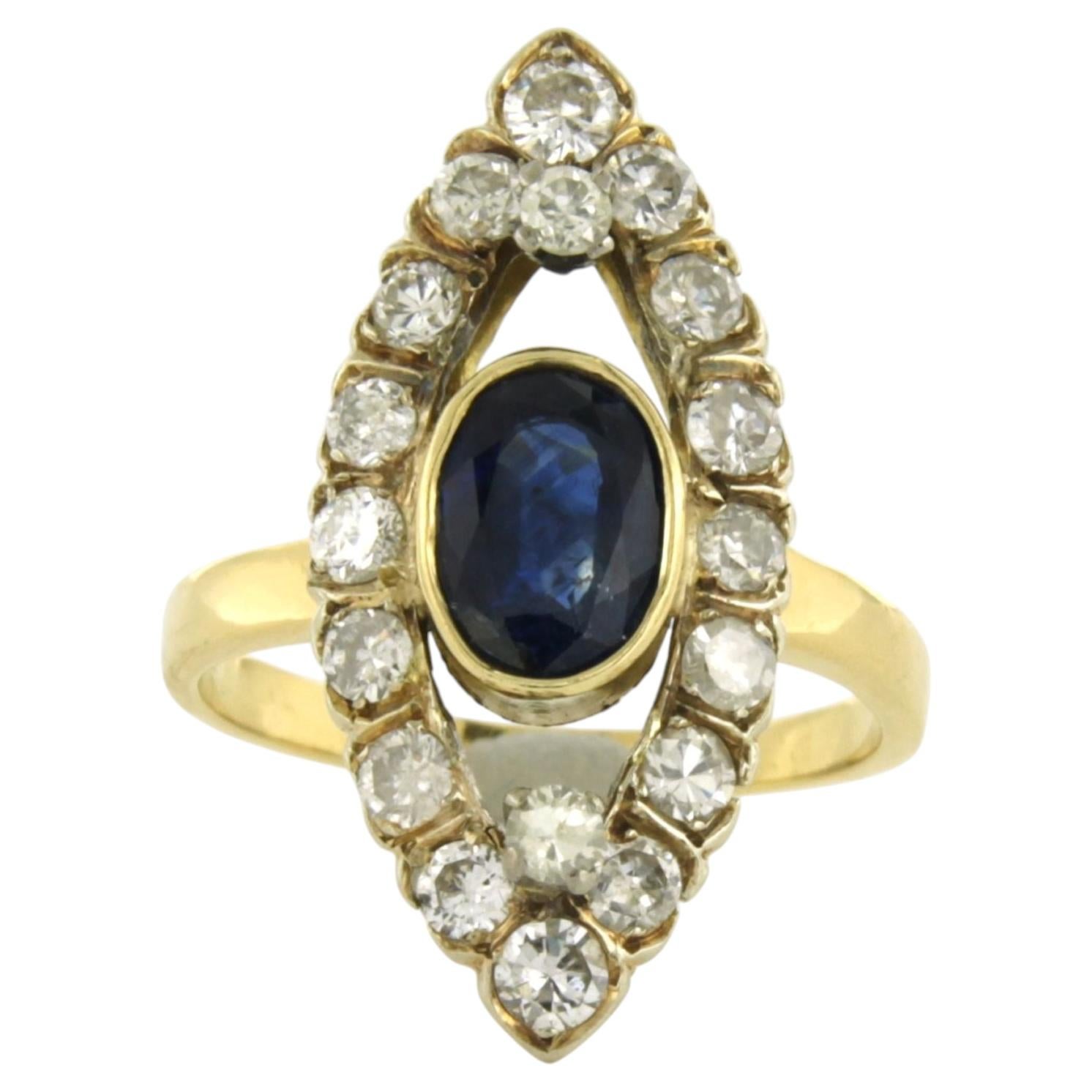 Ring mit Saphir bis zu 1,30 Karat und Diamanten im Brillantschliff bis zu 1,30 Karat 18k Gold im Angebot