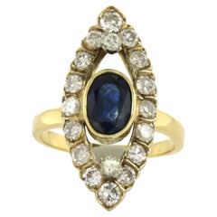 Ring with sapphire up to 1.30ct and brilliant cut diamonds up to 1.30ct 18k gold