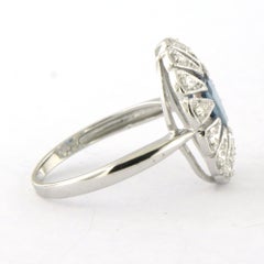 Ring with sapphire up to 1.40ct amd single cut diamonds up to 0.28ct 14k gold