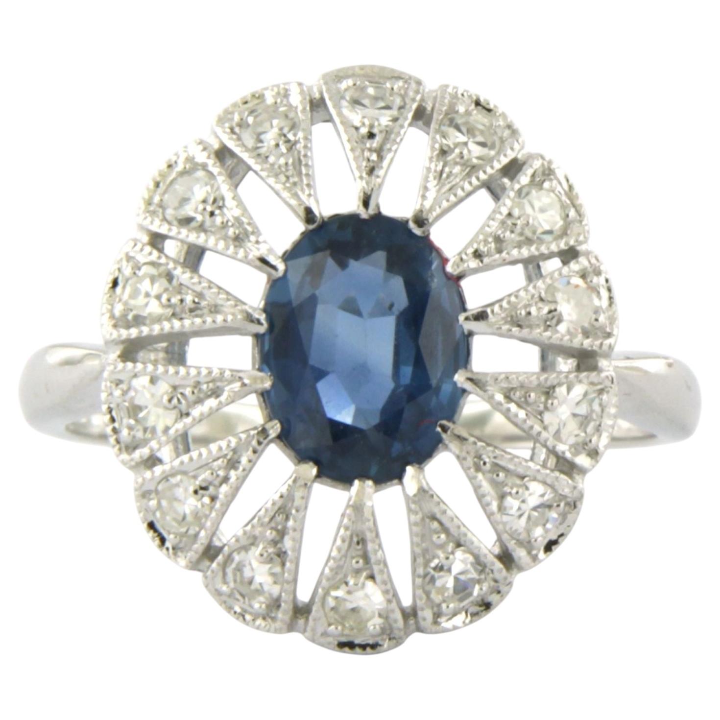 Ring mit einem Saphir von bis zu 1,40 ct und Diamanten im Einzelschliff von bis zu 0,28 ct, 14-karätiges Gold