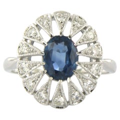 Ring with sapphire up to 1.40ct amd single cut diamonds up to 0.28ct 14k gold