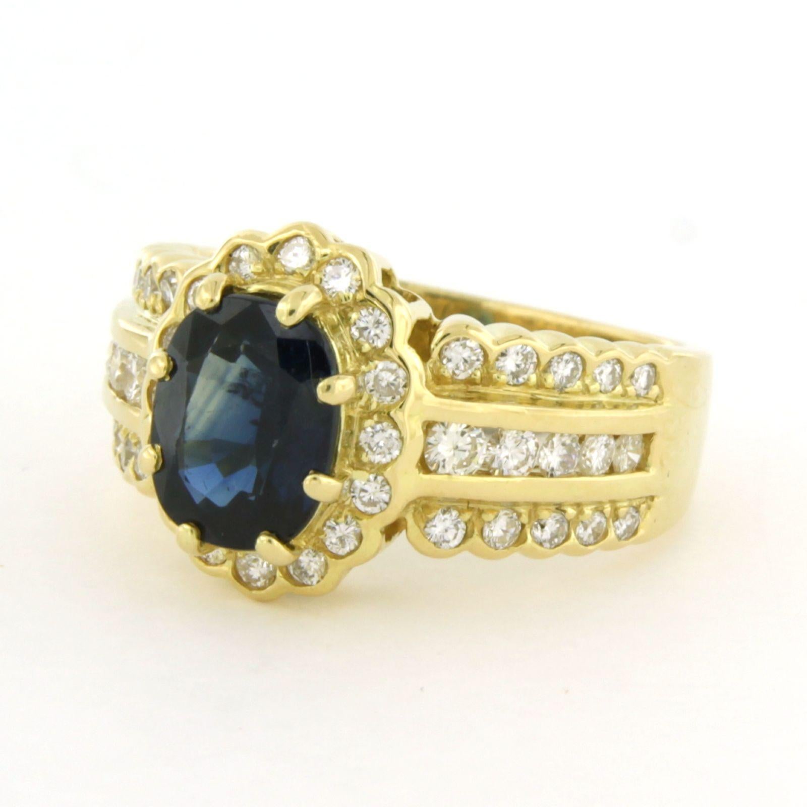 Ring with sapphire up to 1.65ct and brilliant cut diamonds up to 1.00ct 18k gold Corte brillante en venta