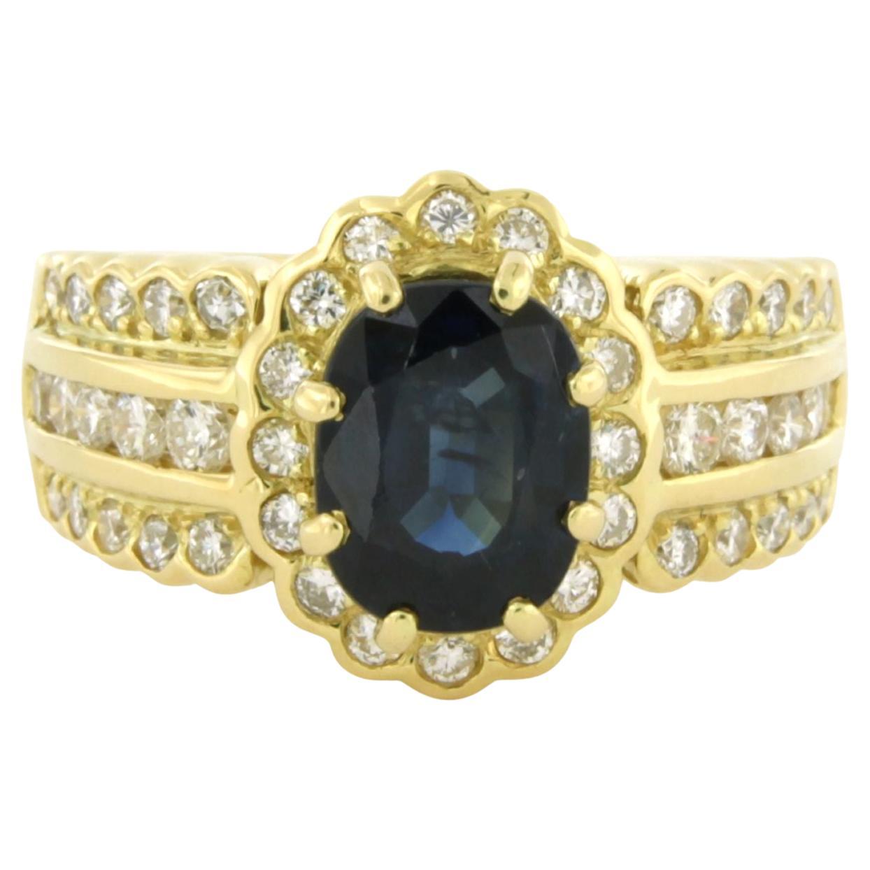 Bague avec saphir jusqu'à 1,65ct et diamants taille brillant jusqu'à 1,00ct Or 18k