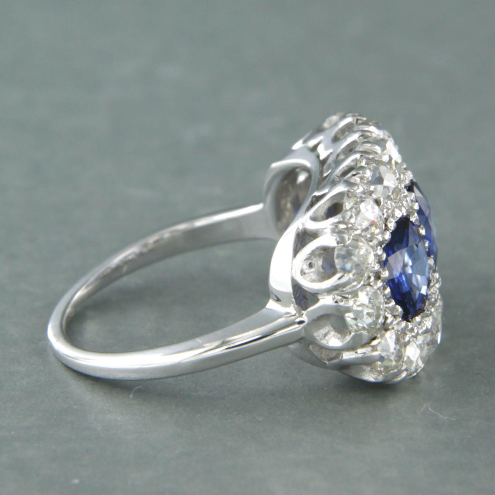 Bague avec saphir jusqu'à 1,95 carat et diamant taille ancienne jusqu'à 2,00 carats en or 14 carats en vente 1