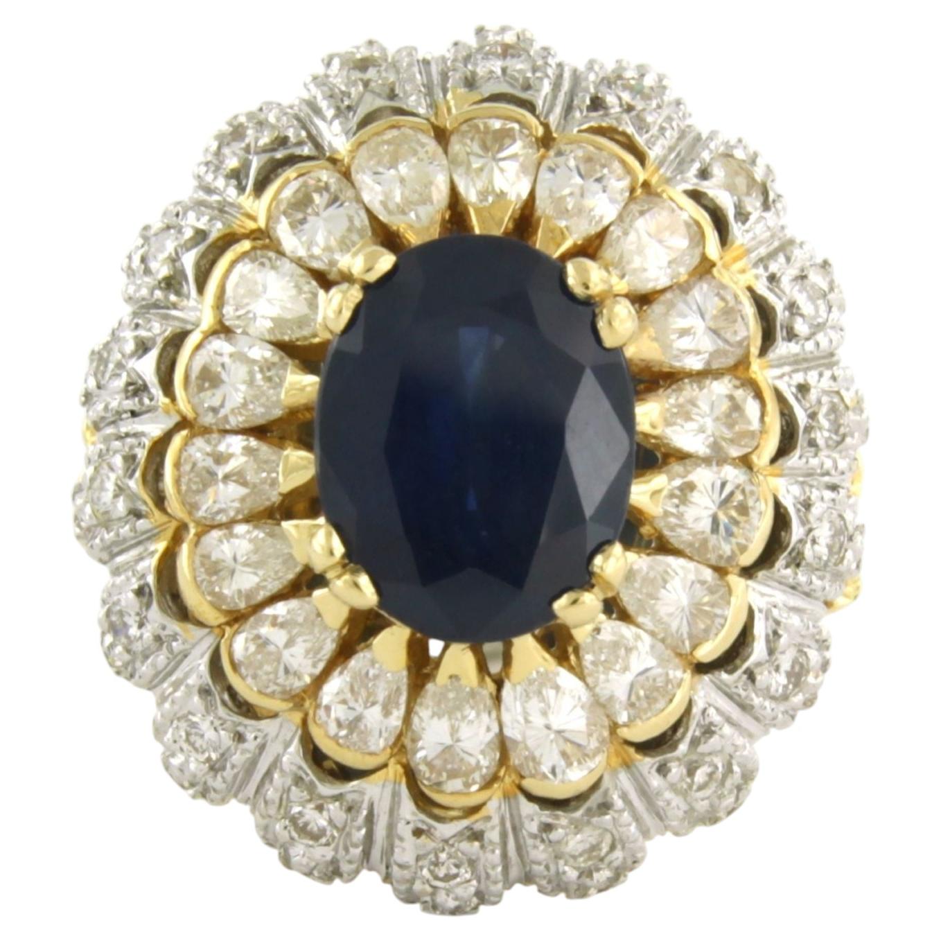 Ring with sapphire up to 3.60ct and diamonds up to 3.60ct 14k gold 17.3 grams