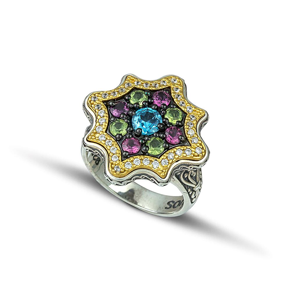 For Sale:  Ring with Semi-Precious Gemstones and Zircon, Dimitrios Exclusive D113 4