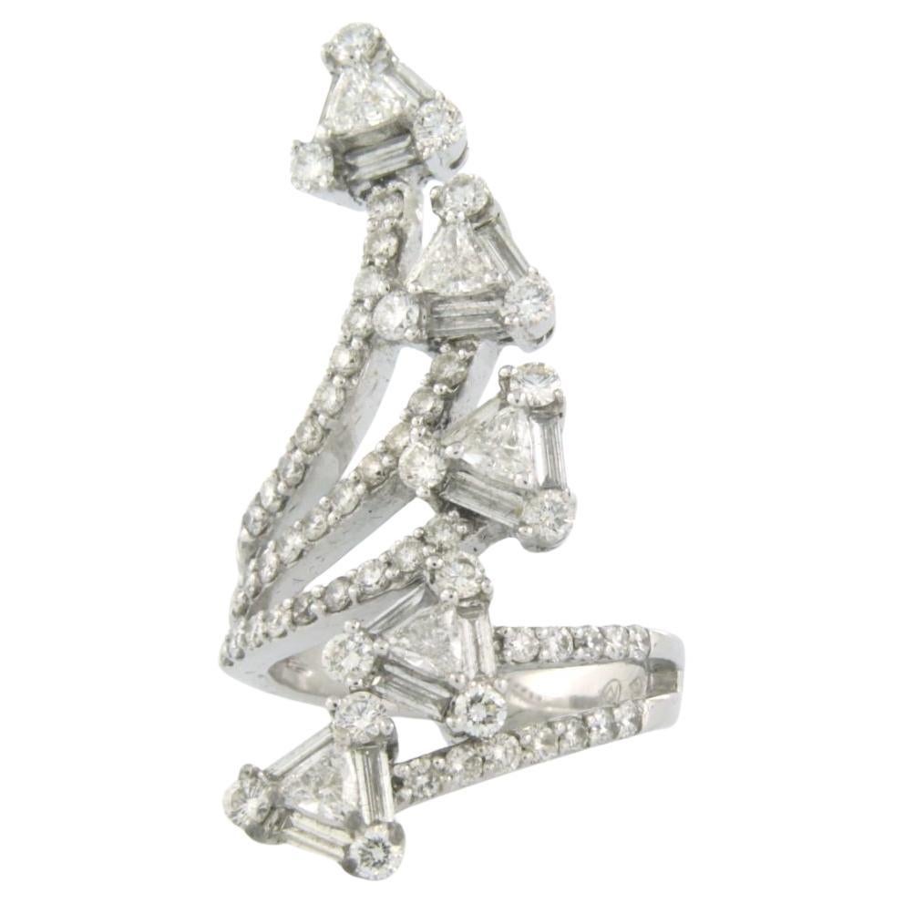 Ring with several shaped diamonds up to 3.50ct 18k white gold
