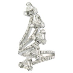 Ring with several shaped diamonds up to 3.50ct 18k white gold