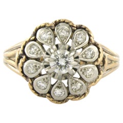 Anillo con diamantes talla única y brillante hasta 0,35ct Oro bicolor de 18k
