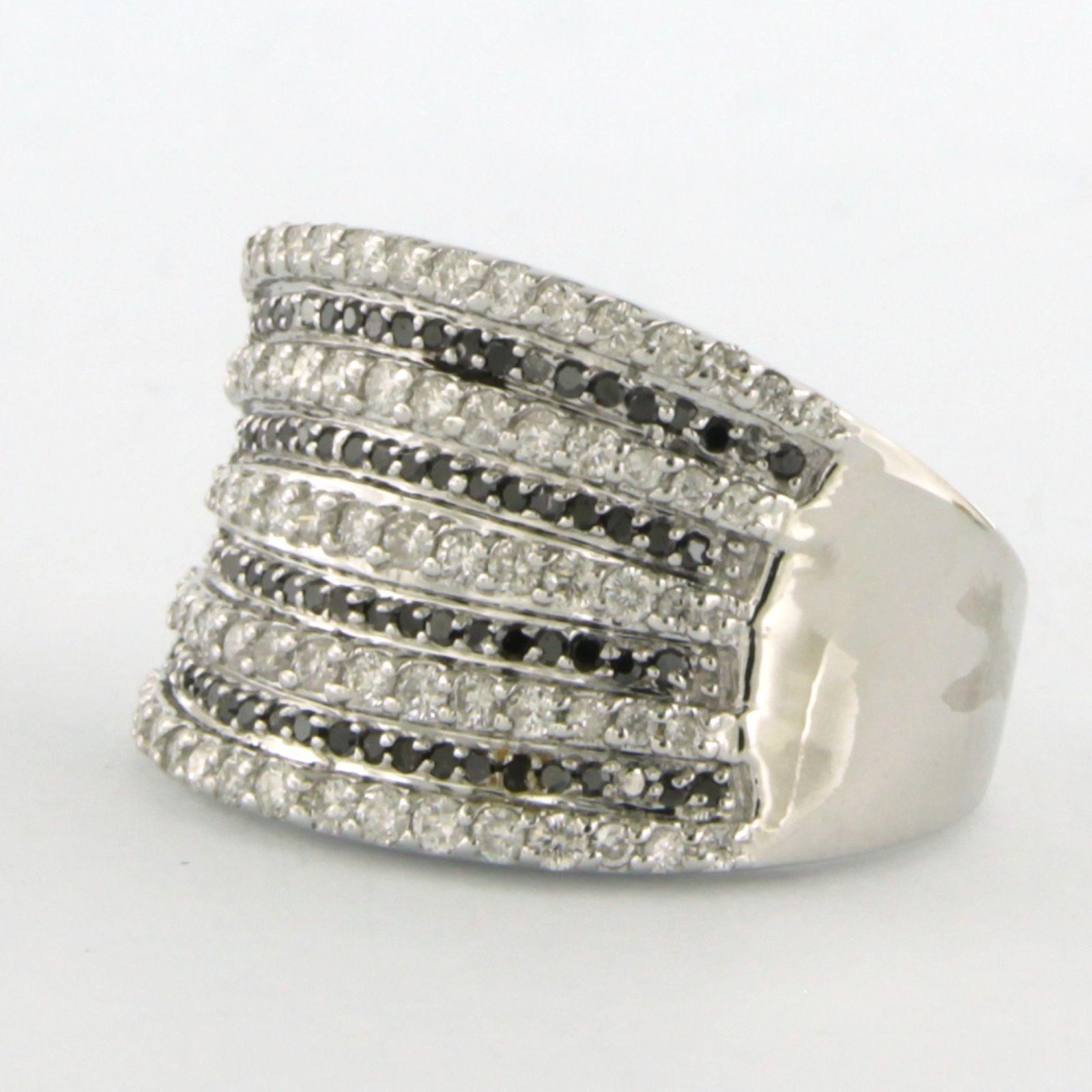 Moderno Ring with single cut black and brilliant cut white diamonds up to 1.50ct 14kgold in vendita
