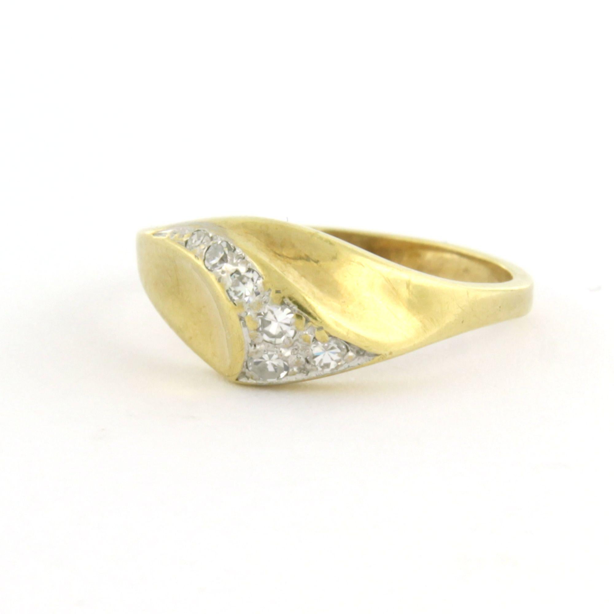 Ring with single cut diamonds up to 0.10ct 14k gold 2.4 grams In Excellent Condition For Sale In The Hague, ZH