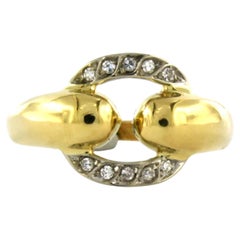 Ring with single cut diamonds up to 0.10ct 18k gold 3.6 grams