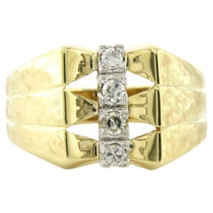 Ring with single cut diamonds up to 0.12ct 14k gold 6.8 grams