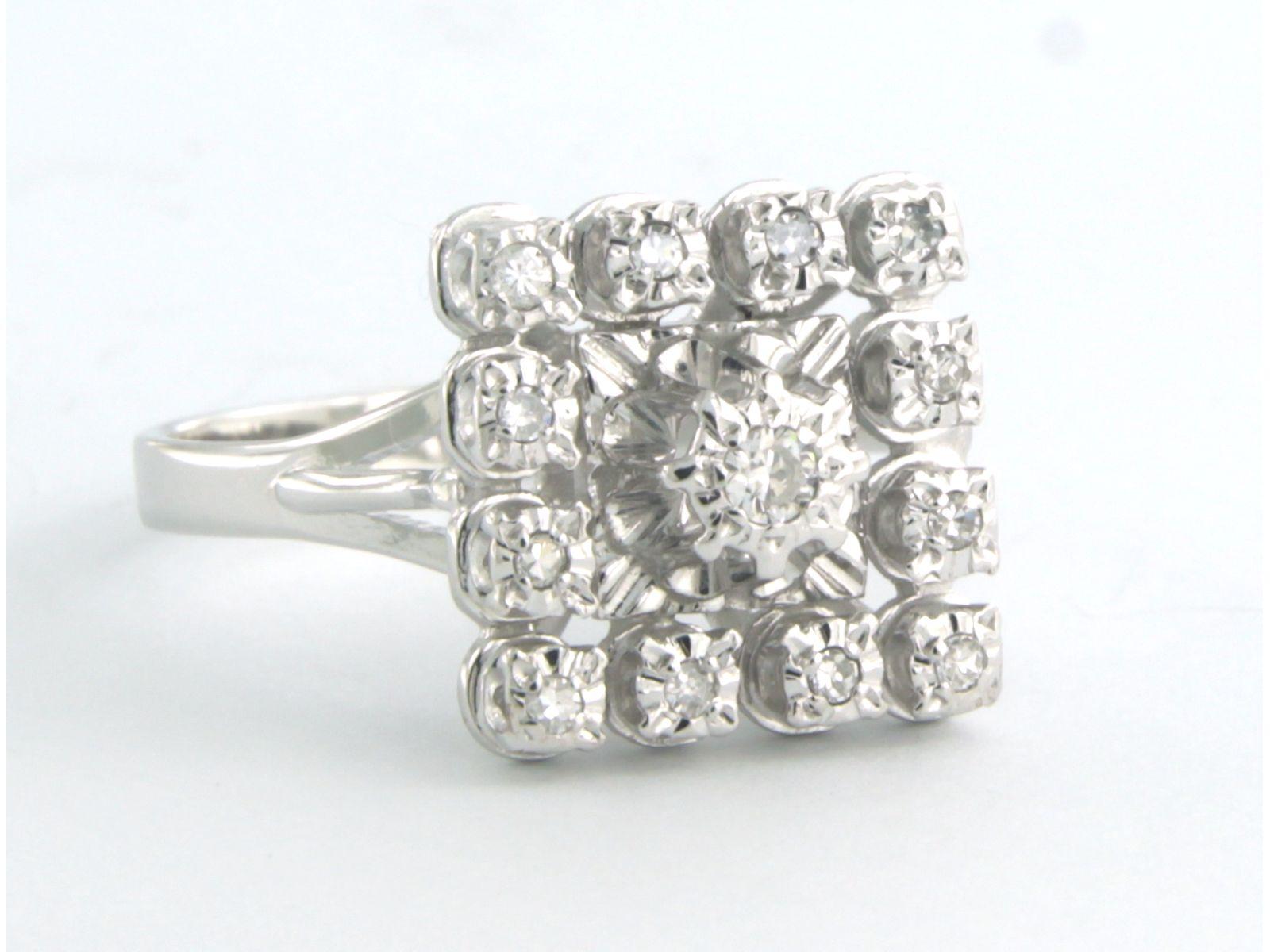Modern Ring with single cut diamonds up to 0.17ct 5.0 grams 18k white gold For Sale