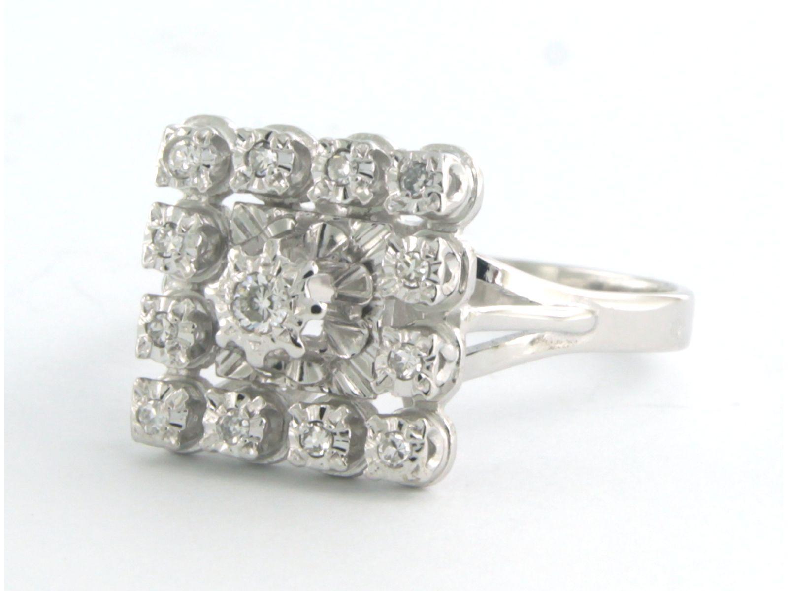 Single Cut Ring with single cut diamonds up to 0.17ct 5.0 grams 18k white gold For Sale
