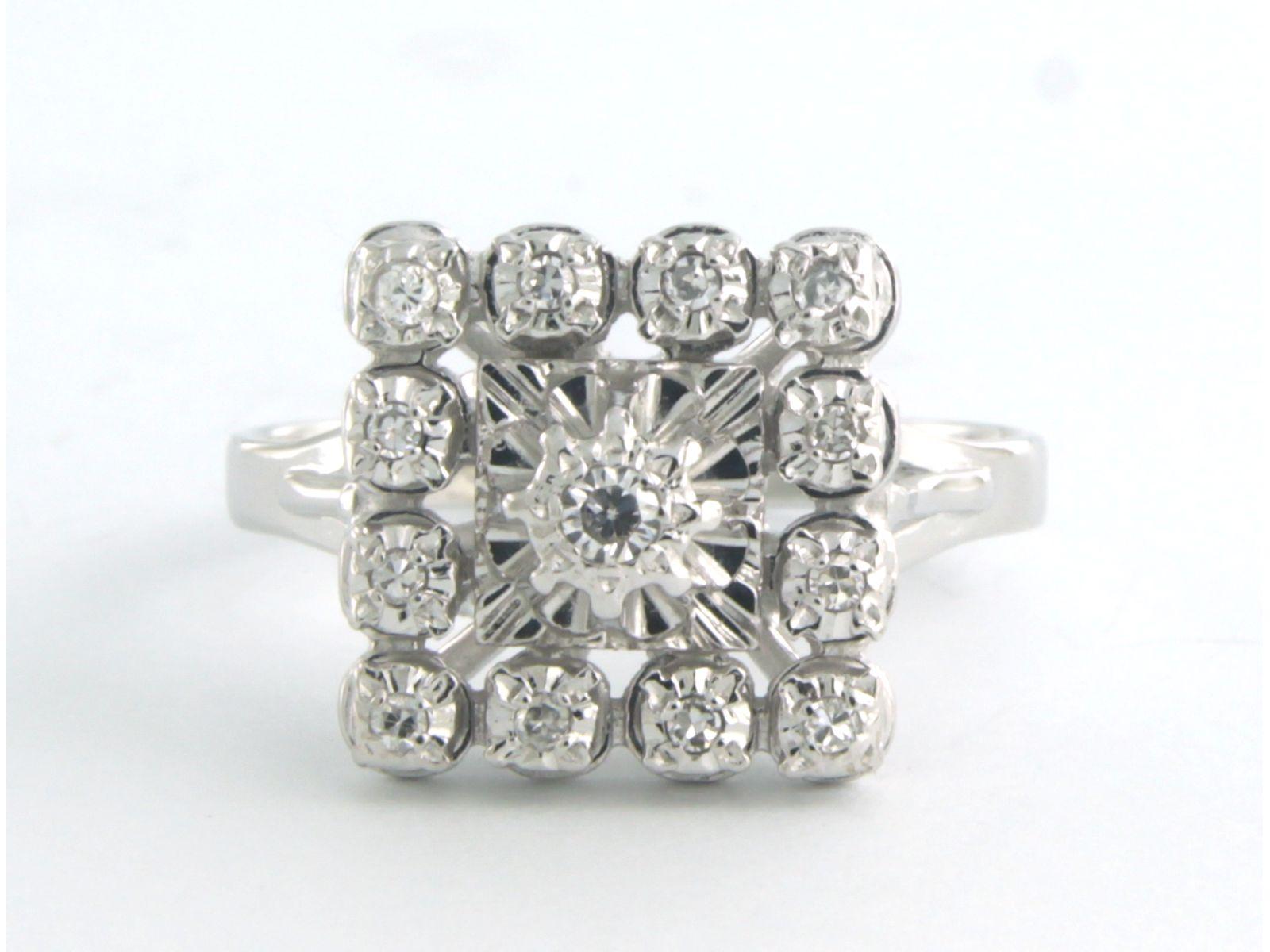 Ring mit Diamanten im Einzelschliff bis zu 0,17 Karat 5.0 Gramm 18k Weißgold im Angebot 1