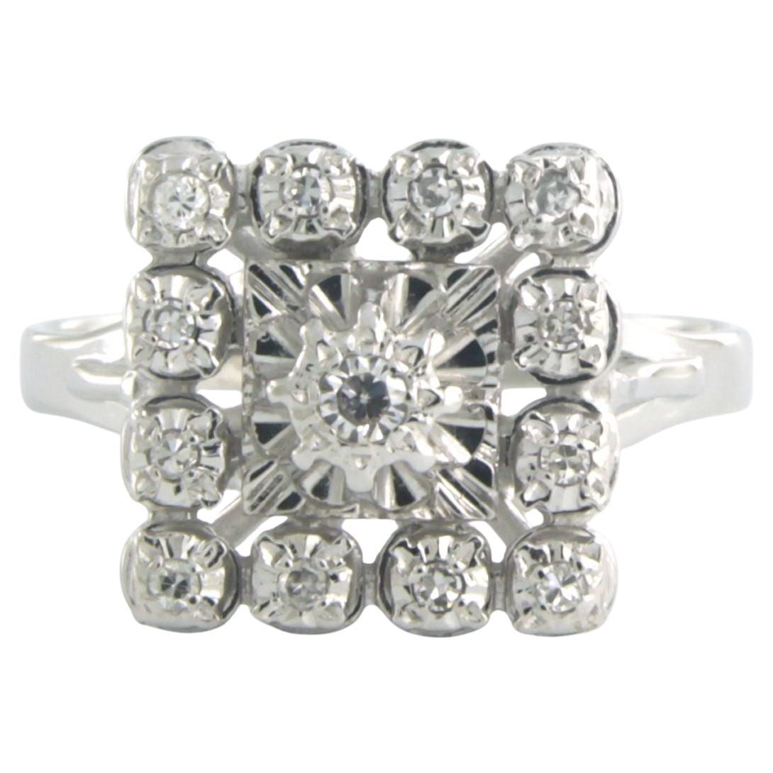 Ring with single cut diamonds up to 0.17ct 5.0 grams 18k white gold For Sale