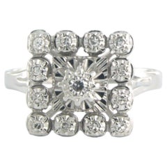 Bague avec diamants taille unique jusqu'à 0,17 carat 5,0 grammes or blanc 18 carats
