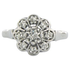 Bague avec diamants taille unique jusqu'à 0,35 carat et or blanc 18 carats 3,4 grammes